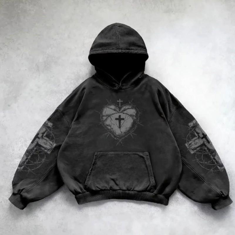 Felpa Streetwear 2026 per Adolescenti Casual Punk Harajuku Hip Hop Gotica con Stampa