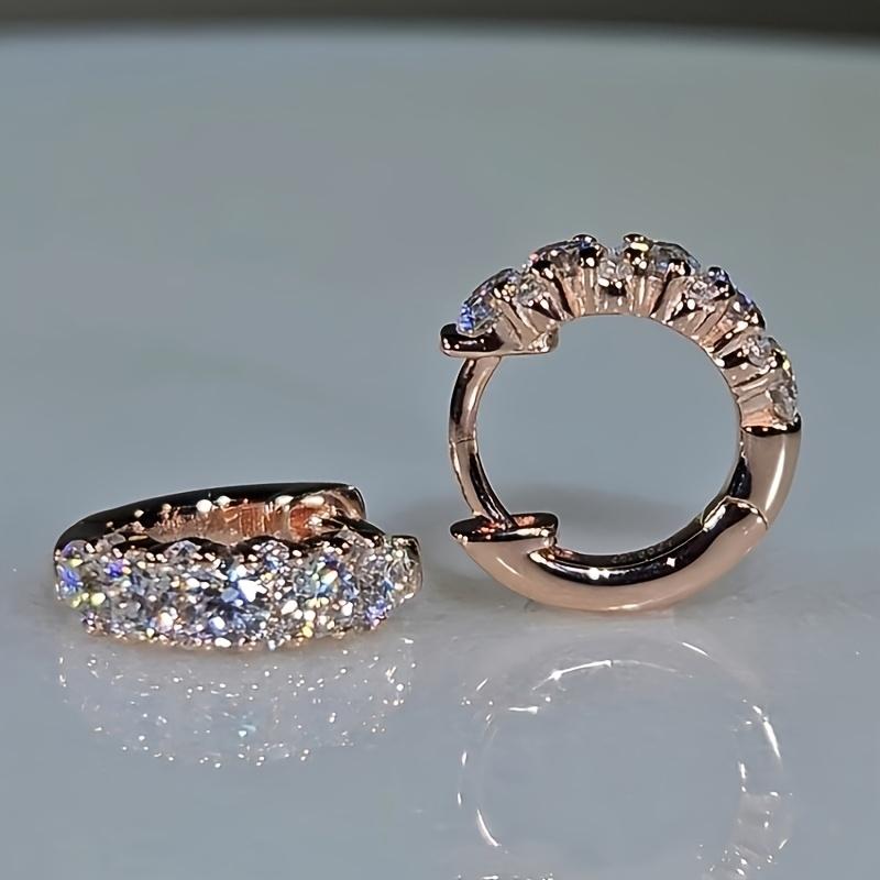 

Exquisite Shimmering Golden Circle Hanging Earrings Inlaid with Cubic Zirconia Women s Zircon Banquet Party Accessories Gifts