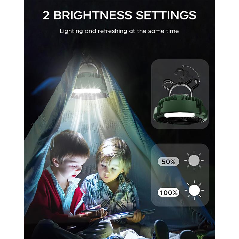 Portable Camping Fan 180° Rotation with Hanging Hook Desk Fan with LED Lantern Portable Tent Fan for Travel Camping Outdoor