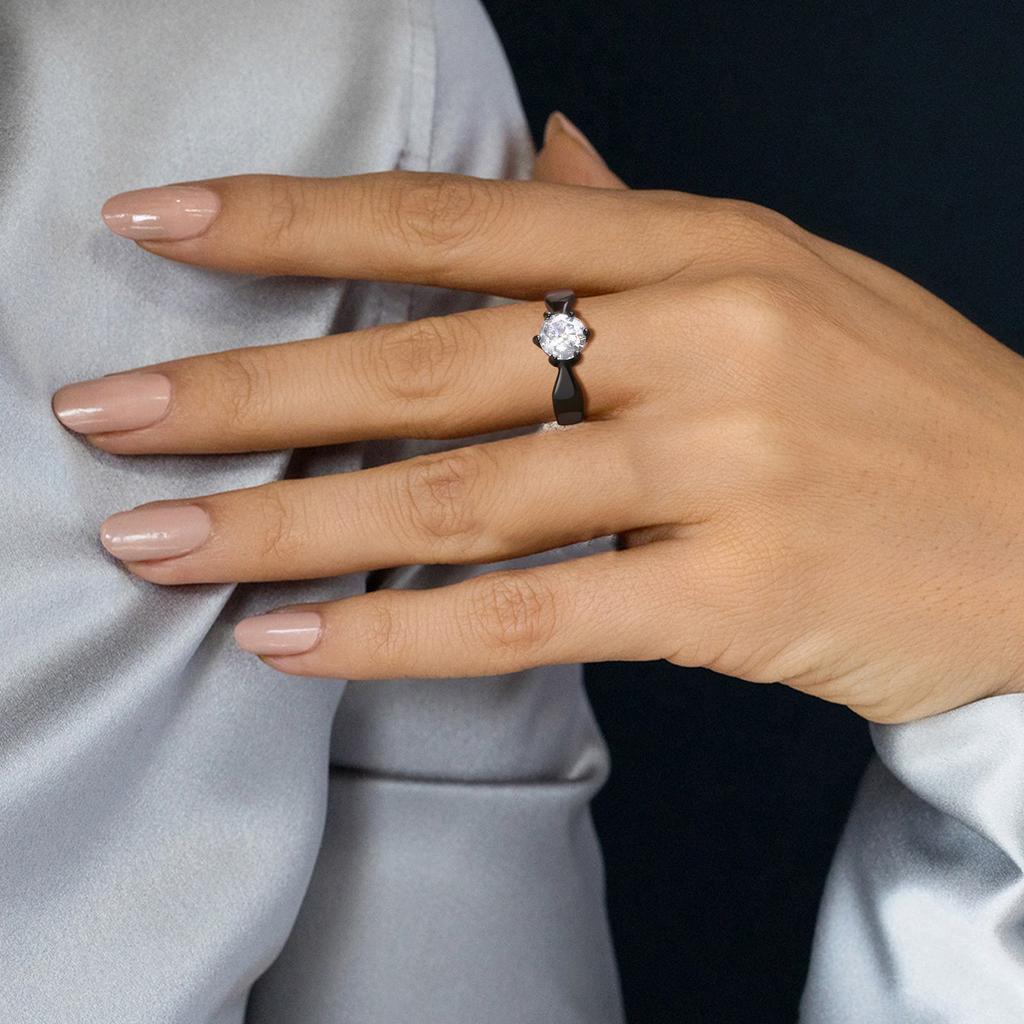Round Solitaire Engagement Ring for Women, Cubic Zirconia CZ Stone Wedding Brand Jewelry