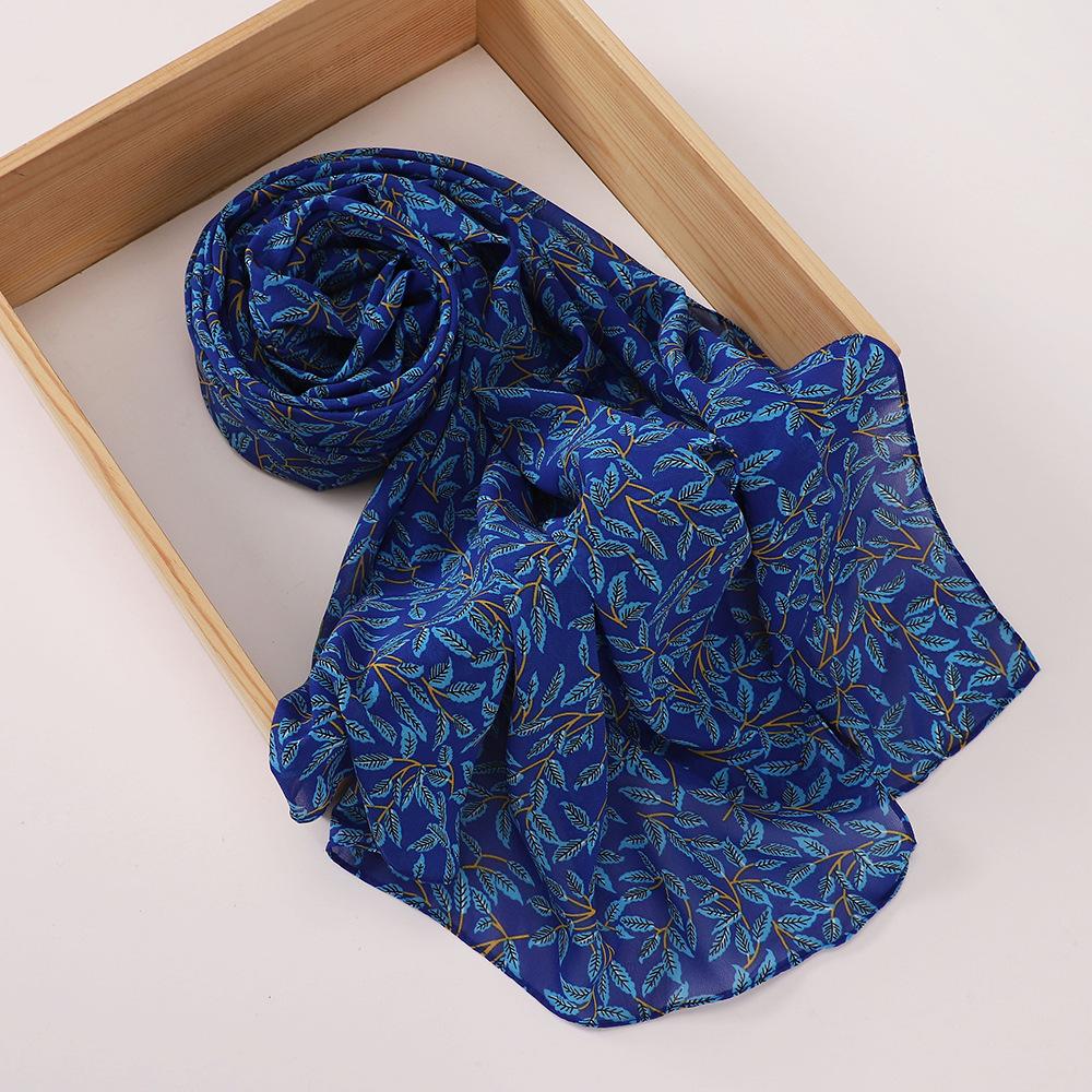 New Printed Hijabs Shawl Bubble Chiffon Hijabs Woman Design Flower Shawls Muslim Scarves Headscarf Wraps Turbans Long Scarves