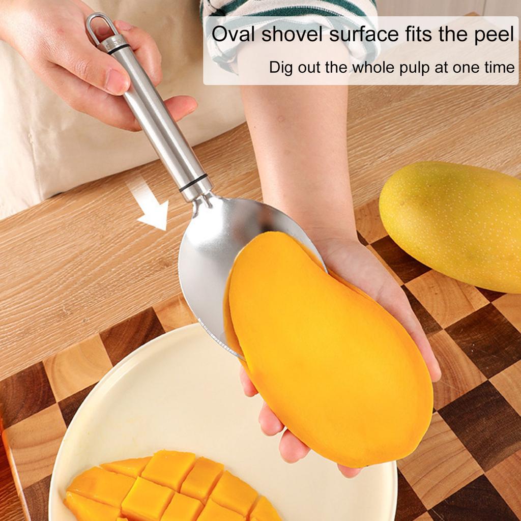 Comfort Handle Mangoes Slicer Stainless Steel Avocadoes Spoon Cutting Tool for Fruit Vegetables Metal Mangoes Peeler