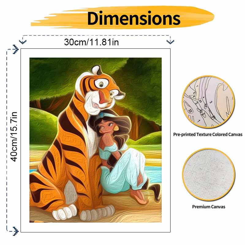 Disney Jasmine and Rajah Oil Paint Digital Painting Art Kit Handmade DIY Painting Kit Home Decor