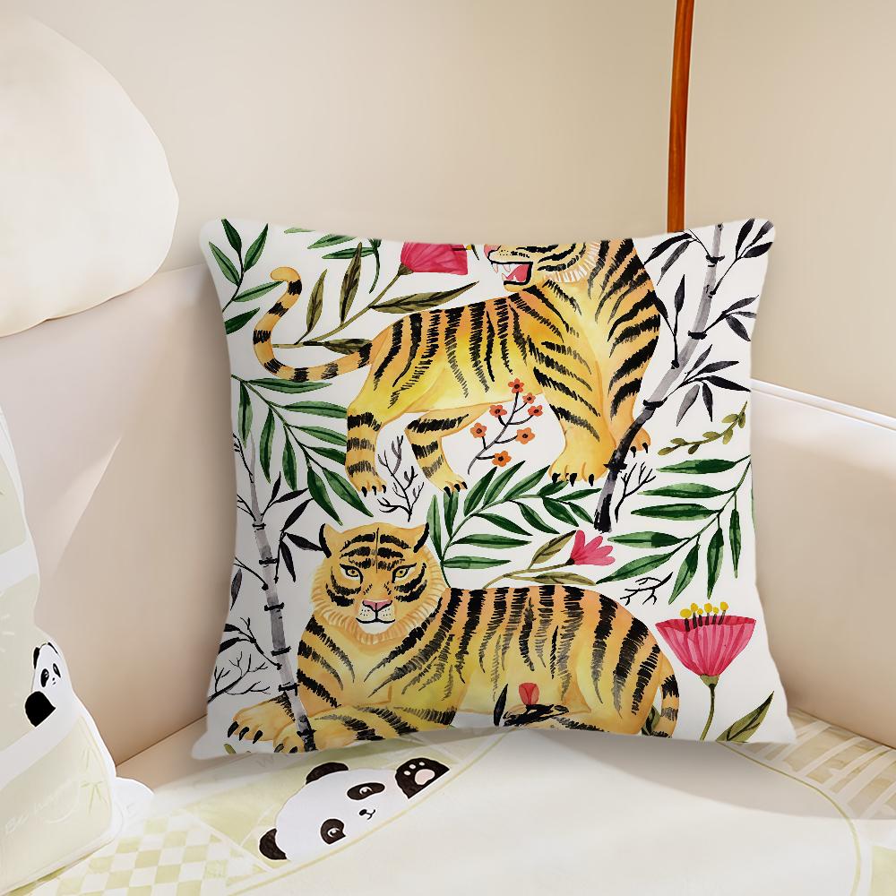 Fashion Leopard symmetry cushion cover Pillow Case Plush Fabric Soft Double Sided Print Sofa Cushion Cover Throw Pillow Covers