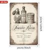 Vintage Powder Room Metal Sign with Perfume Bottle, Tooth Powder, and Buttermilk Soap