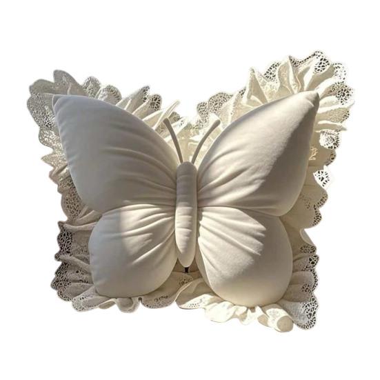 Butterfly Throw Pillow Decorative Butterfly Pillow with Lace Trim Elegant Soft Butterfly Cushion for Office Chair Sofa Couch Bed