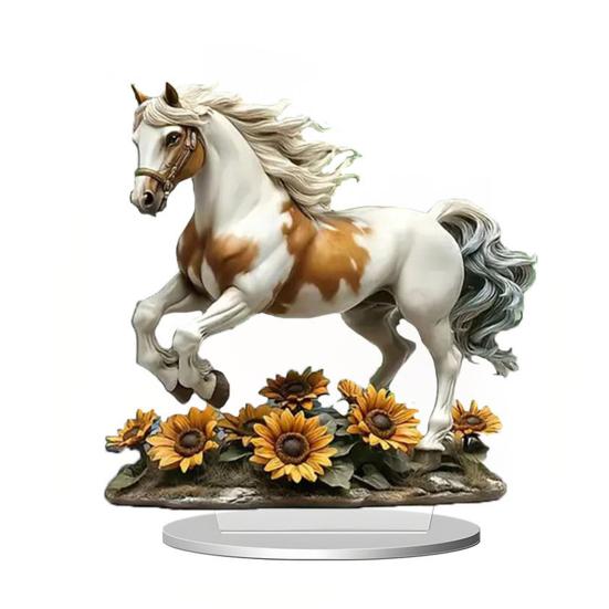 Acrylic Horse Sign Tabletop Decoration 2D Flat Desktop Ornament for Home Office Living Room Shelf Fireplace