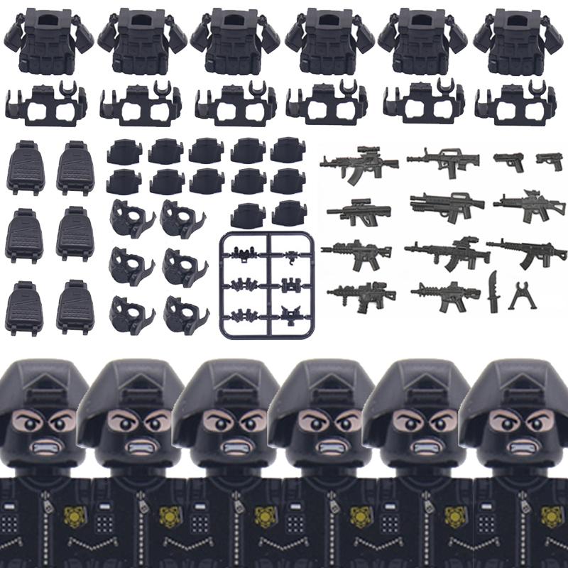 City SWAT Ghost Commando Figures Building Blocks Modern Police Special Forces UN Army Soldier Military Weapone Bricks Toys