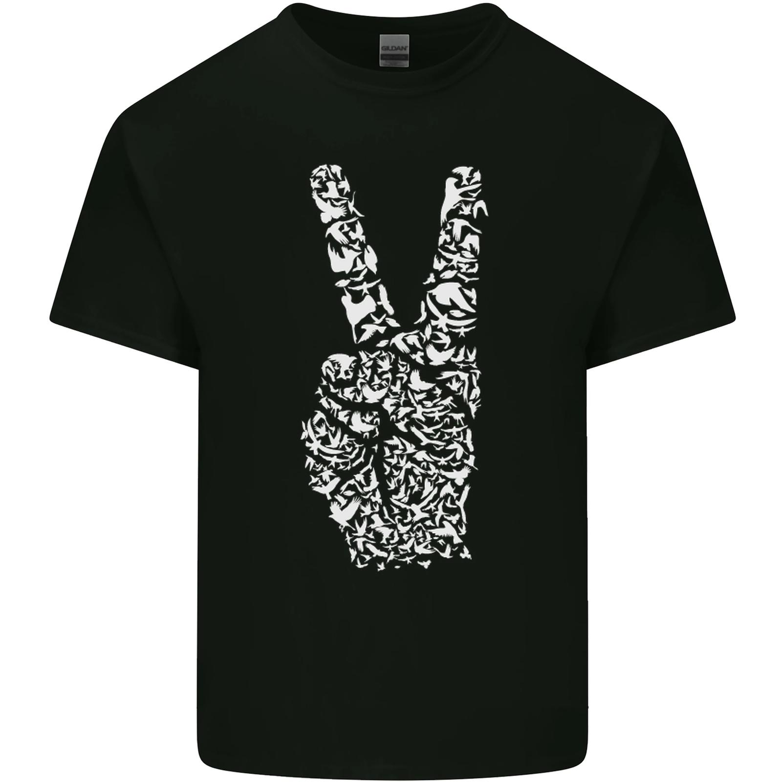 Peace Word Art Hippy Environment Mens Cotton T-Shirt Tee Top L