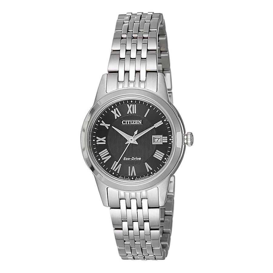 Citizen Аналоговые деловые Eco-Drive Серебристые женские FE1080-51E чёрный