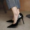 High heels bed gun shoes women's thin heels new black red sole pointed single shoes