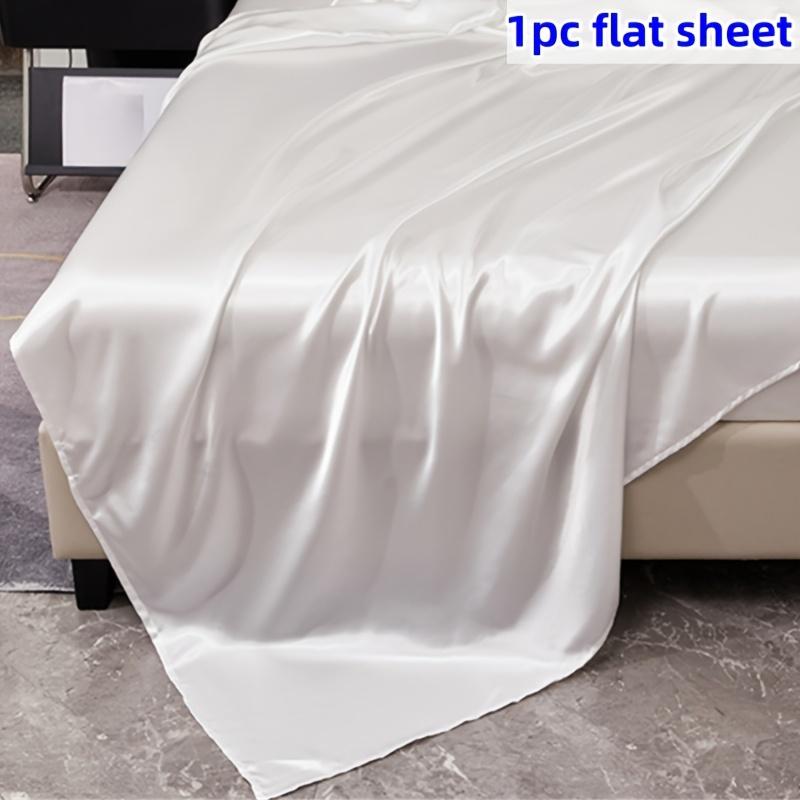 1Pc Satin Flat Bed Sheet Smooth Soft El-Quality Solid Color Bedsheets Suitable For Twin Twin Xl Queen Full Beds Bedroom Decor