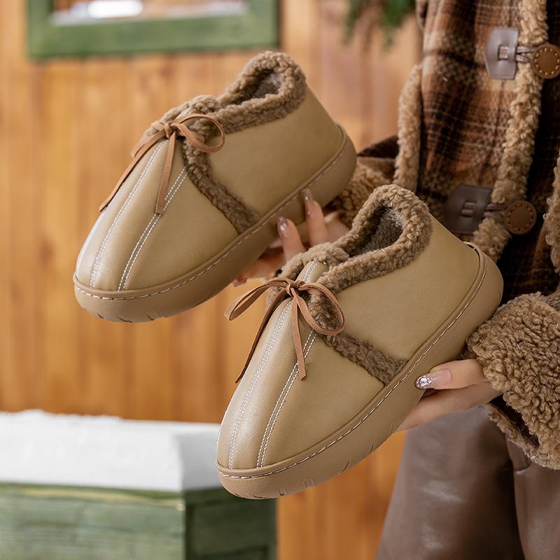 Lamb Wool Waterproof Bag Heel Cotton Shoes Women's Autumn and Winter Outdoor Non-slip Warm Velvet Thickened Fashion Leather Snow Boots