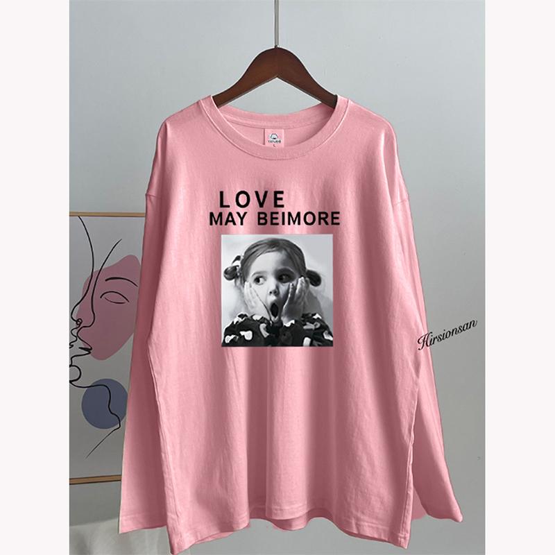 

Hirsionsan готическая футболка с круглым вырезом и длинными рукавами, женский винтажный пуловер с персонажами, футболки, женская одежда для отдыха 2023 XXL розовый