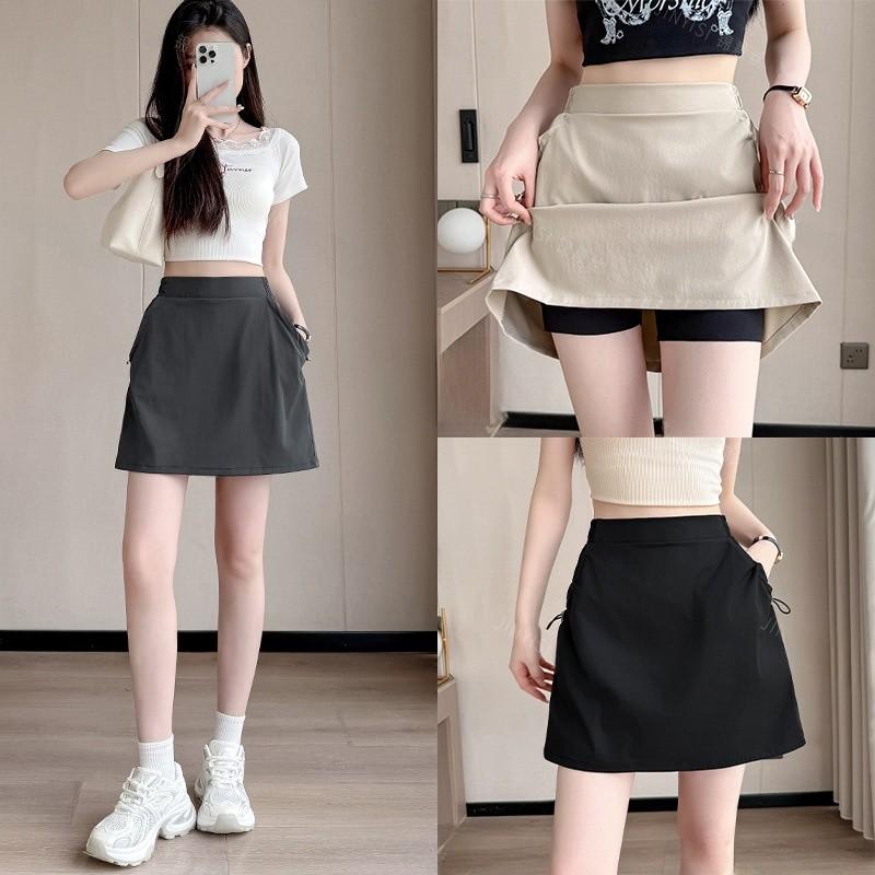 Casual Summer High Waist Aline Skirt With Drawstring For Womens Fashion