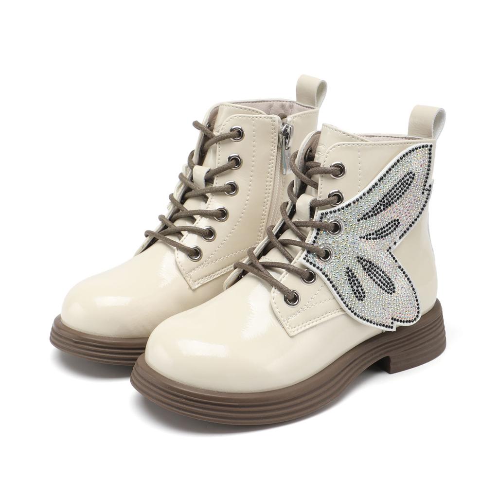 Boys and Girls Diamond Butterfly Lace-Up Martin Boots