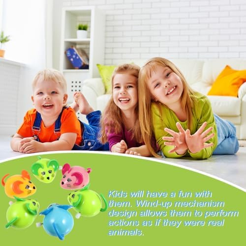 Garneck Wind-Up Toy Mouse - 8cm Fun Kids Birthday Party Toy & Cat Lover Gift for Pets