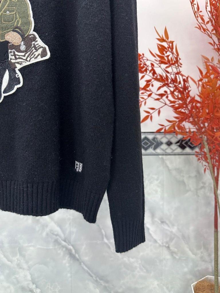 Women's Trendy Raf Simons Bear Embroidery Knit Sweater - Autumn/Winter Fashion