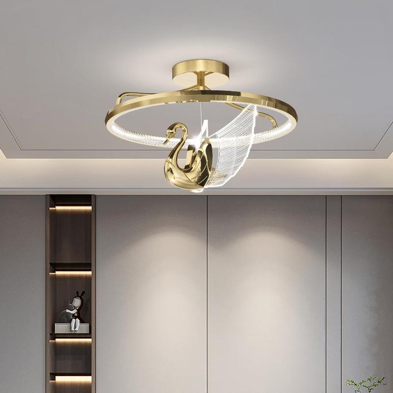 Modern Light Luxury Swan Pendant Lamp Bedroom Bed Duplex Staircase Revolving Lamp Dining Hall Corridor Porch Bar Pendant Light
