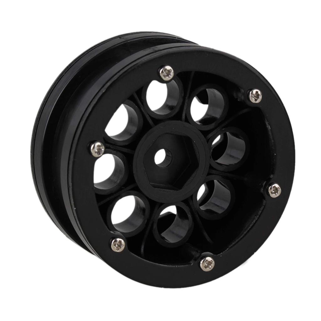 Mxfans 4-Pack Plastic and Aluminum Alloy RC Rock Crawler Wheel Rims for RC 1:10 Rock Crawlers, 8 Holes, Durable (Black)