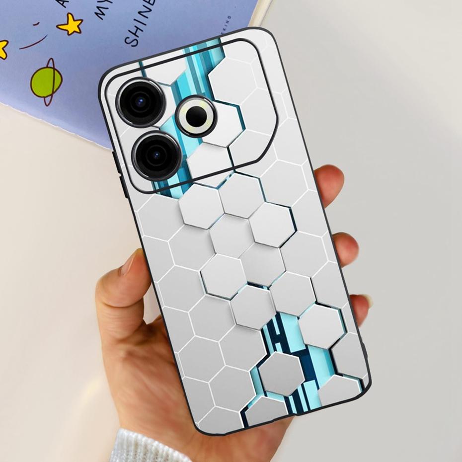 2024 Fashion Case For Tecno Pova 6 Neo Black Silicone Soft TPU Back Cover For Tecno Pova 6Neo 4G Phone Cases