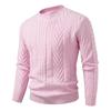 Men's Solid Color Cable Knit Pullover Sweater Slim Fit Warm Knit Pullover