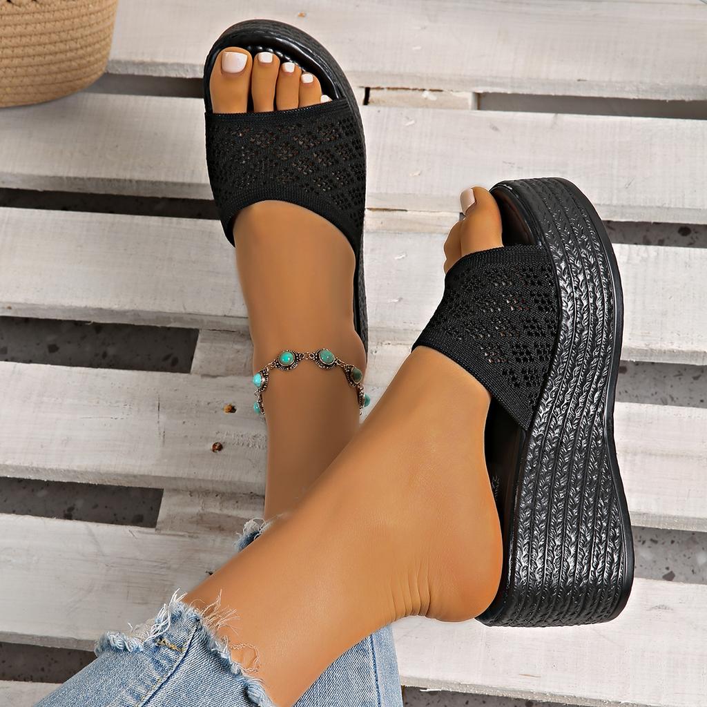 Ciabatte Estive Intrecciate a Rete con Zeppa Fondo Spesso Taglia Grande Open-Toe Muffin Fresche da Donna Desiderio