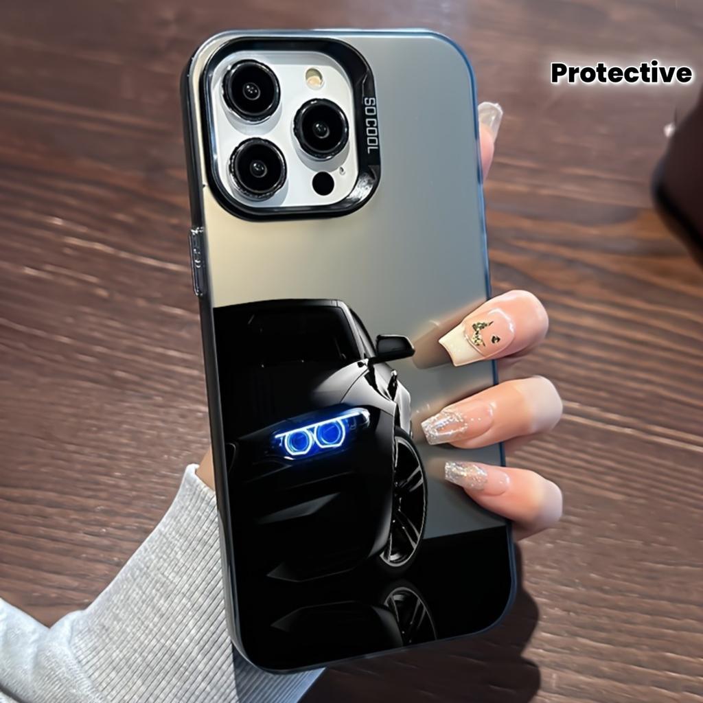 Car themed tempered phone case suitable for iPhone 17 16 15 14 13 12 11 Pro/Max/Plus anti drop and shockproof back cover
