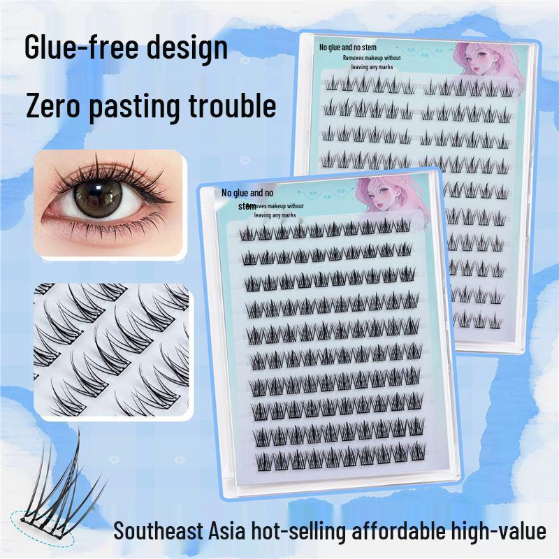 

Pinduo Sunflower Trilogy Natural Lower False Eyelashes - No Glue, No Removal, 10 Rows Large Capacity Standard