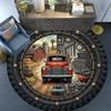 Vintage Truck Repair Workshop Round Area Rug Under Office Chairs Bedroom Living Room Home Decor