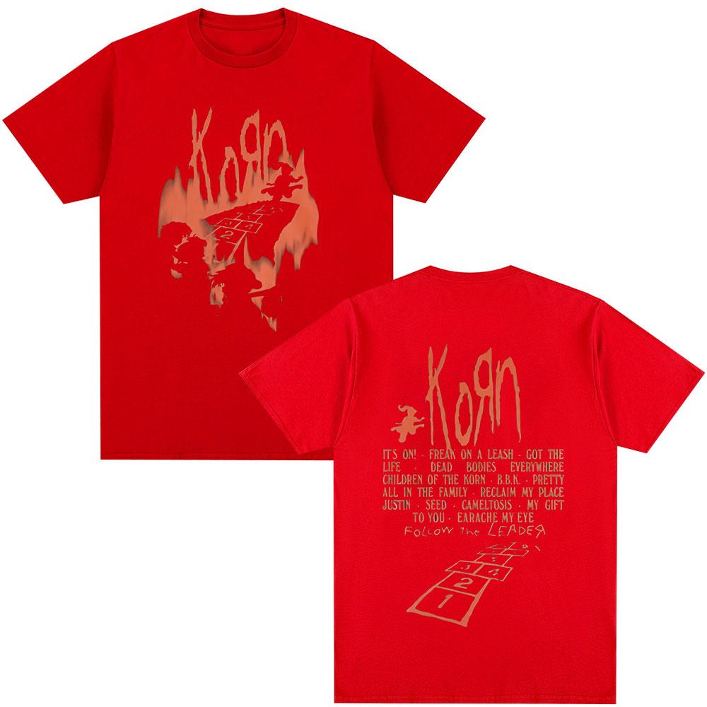 Korn Follow The Leader Album T Shirt Metal Gothic Rock Band T Shirts Men's Clothing Fashion Vintage Oversized T-shirt Streetwear