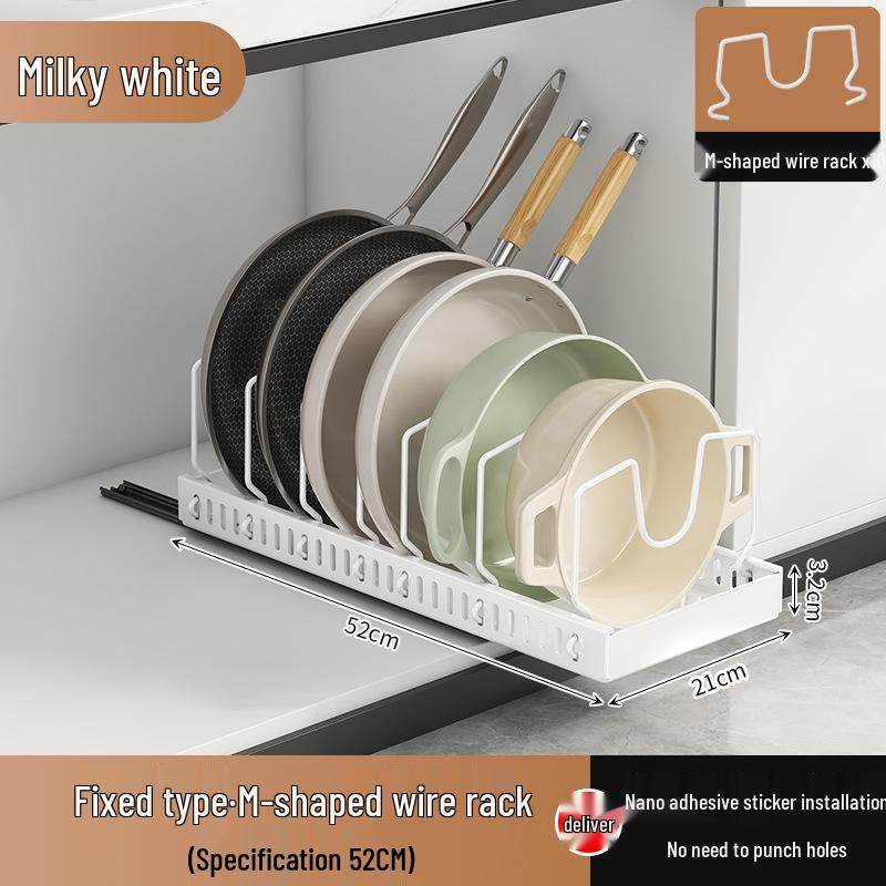 Wow-oh Expandable Frying Pan Storage Cabinet with Adjustable Pull-Out Pot Rack