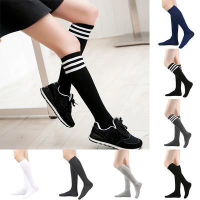 1 Pair Three Stripes Japanese Harajuku Mid Tube Socks for Women Long Socks College Style Knee Length Calf Sock