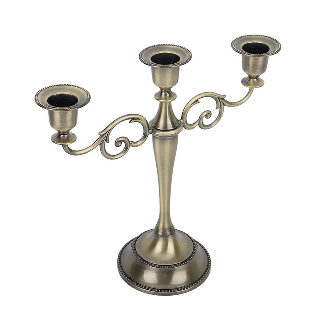 Metal Candle Holder 3 Arms High Gloss Retro Exquisite Candlestick Holder for Dining Tables Wedding