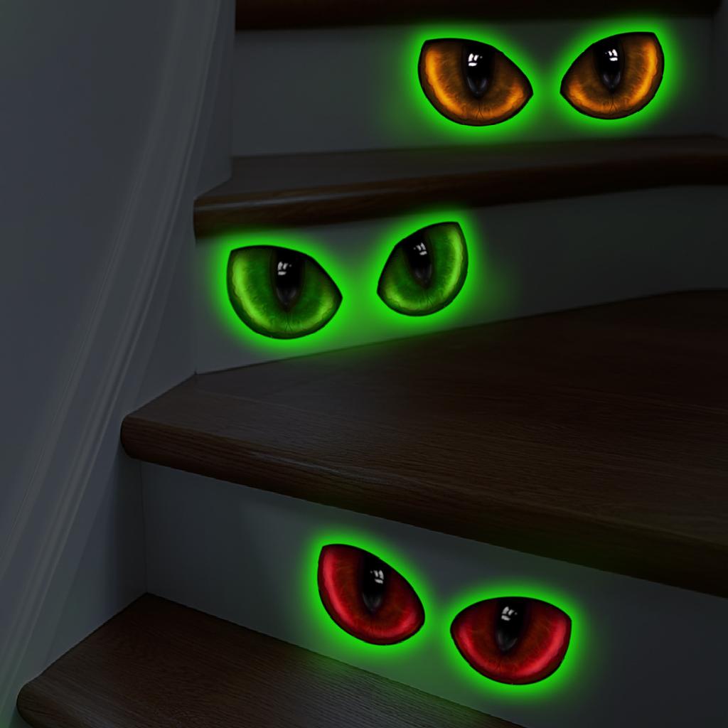 Green Light Luminous Animal Eye Wall Stickers Creative Fluorescent Wall Decoration Stickers Self-adhesive Wall Stickers