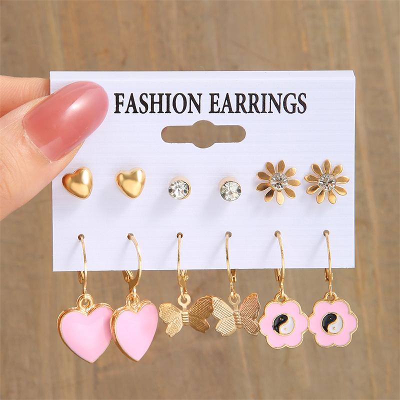 Trendy Colorful Earrings Set For Women Girls Green Resin Pearl Gold Color Metal Circle Dangle Earrings 2026 New Fashion