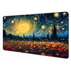 Starry Night  Poppies Van Gogh Style Large Mouse Pad Artistic Painting Desk Mat