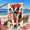 Football team.C Print Beach Towel, Versatile Lightweight Absorbent Beach Towel for Pool Surf Yoga Bathroom, Perfect Birthday Holiday Gift