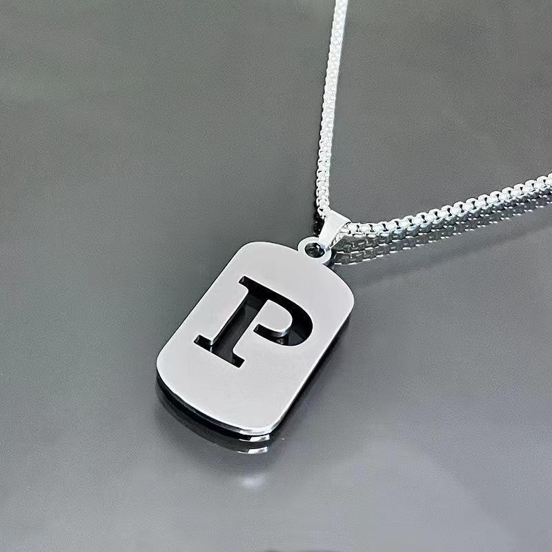 26 Letters English Titanium Steel Necklace Men'S And Women'S Versatile Sweater Sweater Chain Simple Fashion Collarbone Chain