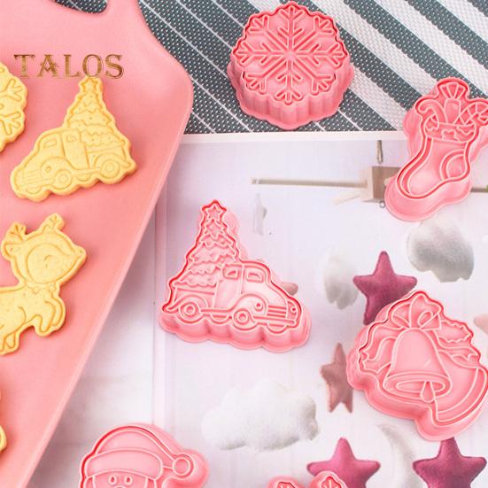 

6 шт./компл. формочки для печенья, рождественский дизайн, легко демонтируемые пластиковые многофункциональные 3D поршеньные формы для печенья, принадлежности для приготовления пищи