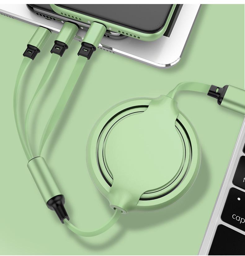 Yuhe Retractable Silicone Fast Charging Cable: One-to-Three for Apple & Huawei with Custom Logo