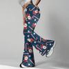 Women's Fashion Loose Drawstring Waist Christmas Printed Casual Sports Pants Casual Flared Pants