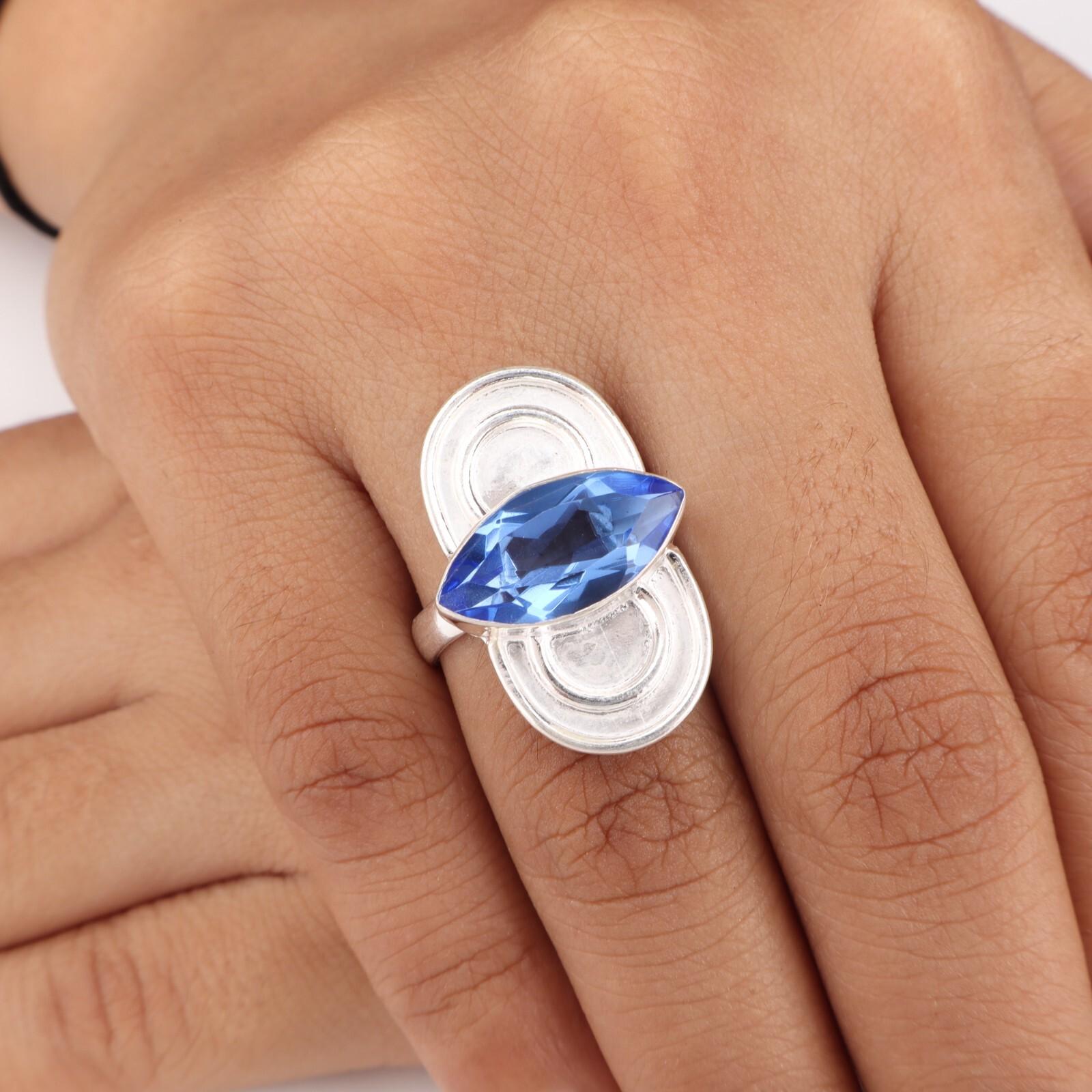 

Танзанит Драгоценный Камень 925 Стерлинговое Серебро Ювелирные Изделия Кольцо Ручной Работы для Подарка на День Рождения RR-34-3 7.5