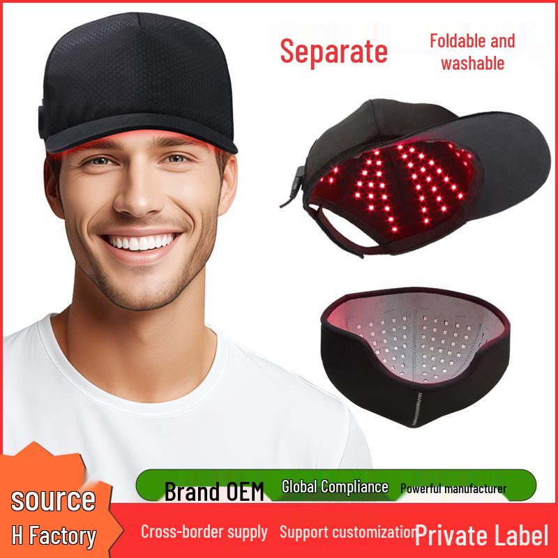Cross-Border LED Hair Growth Cap - Red & Blue Light Therapy | Wireless Anti-Hair Loss Treatment & Protection Detachable