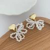 Elegant Retro Heart Pearl Bow Earrings - Sweet, Luxurious Design with S925 Silver Studs