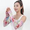 Sun Protection Long Ice Silk Sleeves Ethnic Style Cycling Gloves Cute Sunscreen Arm Covers  Women