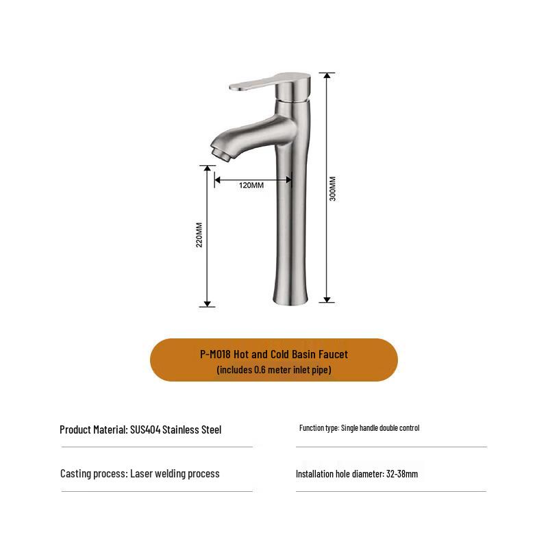 Longdai 304 Stainless Steel Hot & Cold Basin Faucet