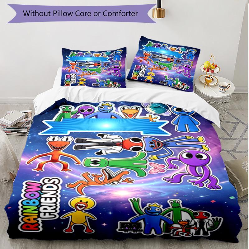 3pcs Duvet Cover Set (1*Duvet Cover + 2*Pillowcase, Without Core), Game Rainbow Friends Print Soft All‑Season Bedding Set, Home Bedroom Decor Gift