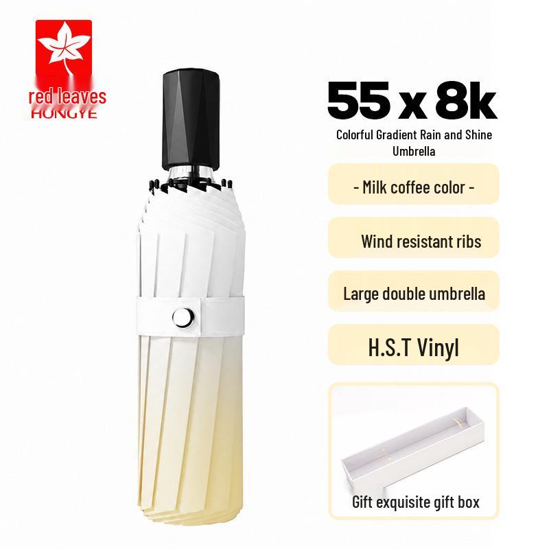 Premium Gradient Maple Leaf Automatic UV-Protection Umbrella: Expandable Sunshade for All Weather