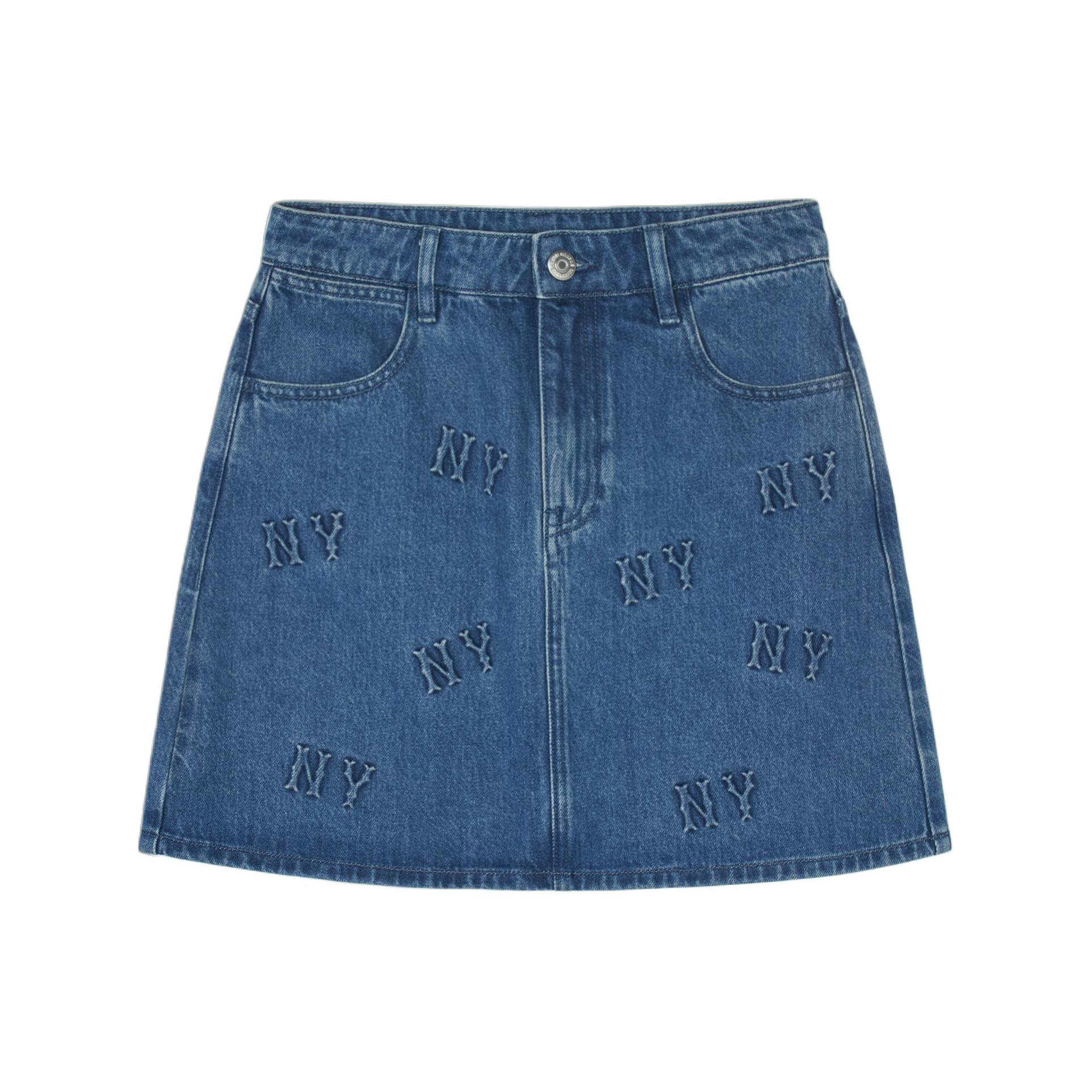 

New MLB SS24 New York Yankees Denim Short Skirts Women s Blue 3FDSM0343-50INS S